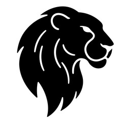 Black Lion Head Silhouette, Vector Illustration, Profile View