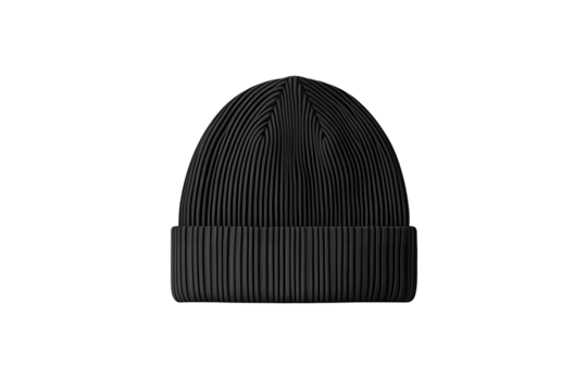 Minimalist Winter Beanie Icon - Black Silhouette PNG (Simple Knit Hat Vector - 1
