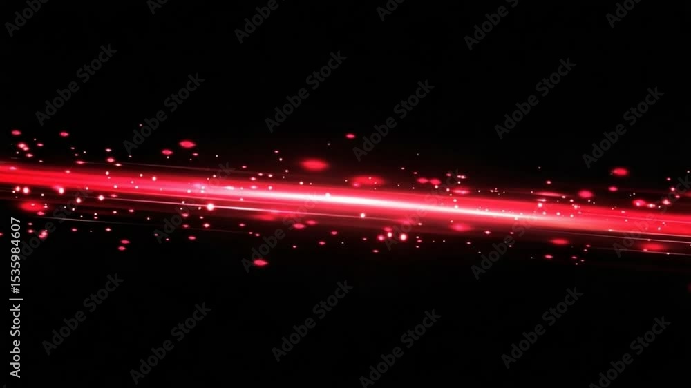 Poster dynamic red light streaks on black background - energetic particle flow animation