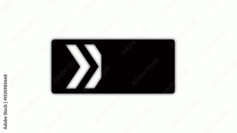 Poster arrow loop animation video right direction concept. cyan arrow icon concept on black background. abs
