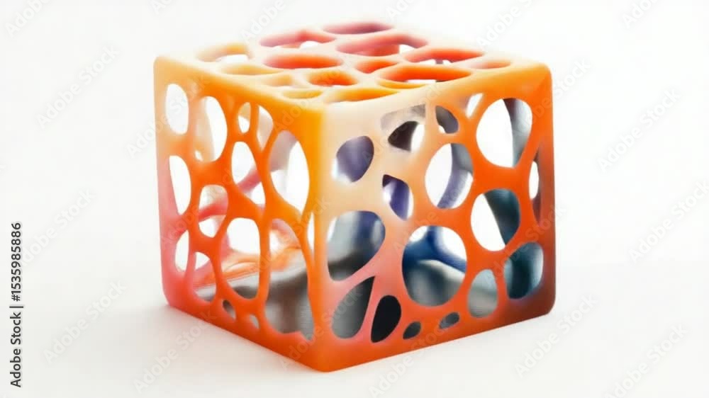 Poster abstract multi-colored voronoi cube: a modern design element for creative projects