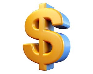 Obraz premium Three-dimensional orange and blue dollar sign symbol