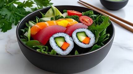 Fresh Sushi Bowl with Tuna and Salmon
