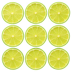 Fototapeta premium Fresh lime slices with juicy texture, isolated on white background,fresh,slices,lemon
