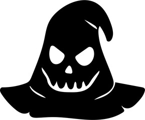 halloween witch hat silhouette vector illustration, isolated on white