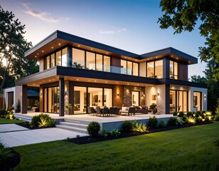 Modern house at twilight (1)