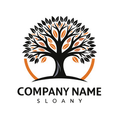 Obraz premium Ornate tree logo with company name and slogan