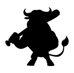 Cartoon Logo Baseball Silhouette Strength Bull Icon Digital Source 
