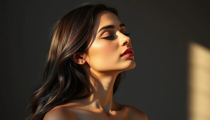 Fototapeta premium A young woman, likely in her late teens or early twenties
