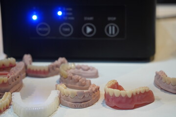 Mouth guard with teeth. Dental exhibition.