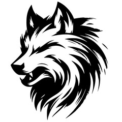 Abstract scratch silhouette of angry wolf