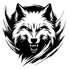 Abstract scratch silhouette of angry wolf © Breck