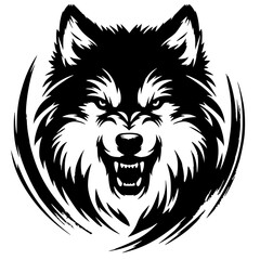 Abstract scratch silhouette of angry wolf