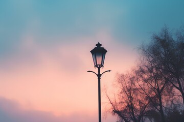street lamp at sunset