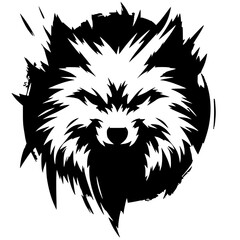 Abstract scratch silhouette of angry wolf