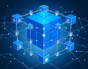 Fototapeta premium Digital security cube network