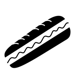 Black and white hot dog illustration, vector graphic design element