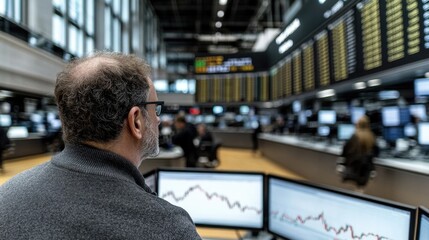 Obraz premium Stock market trading and financial concept - exchange analysis, investment strategy, economic trends, digital data, global business economic growth corporate finance, trading floor, financial insight.