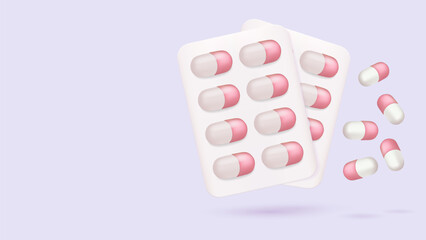 pills capsules blisters set for Pharmacy with place for text space for inserting text or announcements.