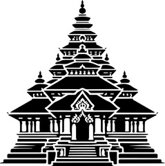 vector illustration silhouette design icon logo symbol temple sacred shrine as mascot traditional building 