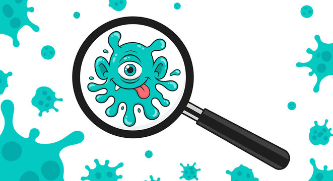 One-Eyed Goo Monster Under Magnifying Glass