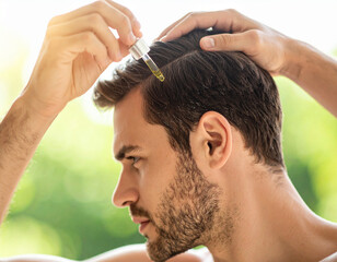 Obraz premium Effective Hair Growth Treatment Applying Hair Serum for Stronger, Healthier Hair