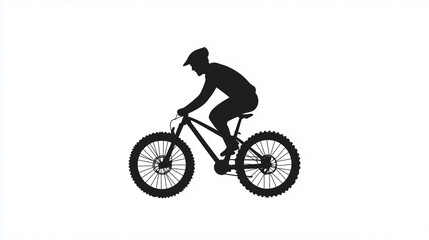 Fototapeta premium Minimal Cyclist Silhouette on Mountain Bike Vector