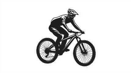Fototapeta premium Flat Black Mountain Biker Icon for Apps and Branding