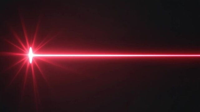 Hypnotic Red Laser Beam Emanating from an Intense Point Source on Black Background