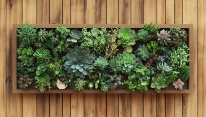Wooden planter box filled with succulents