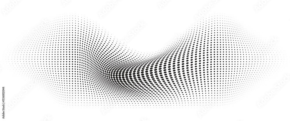 Aufkleber flowing wave dot halftone pattern: curve gradient shape on transparent background. suitable for ai, 