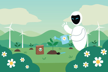 Robot caring for nature with green technology