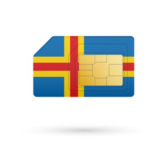 Flag of Aland. Vector illustration of SIM Card with flag on white background