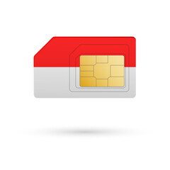 Flag of Indonesia. Vector illustration of SIM Card with flag on white background