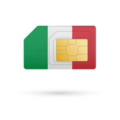 Flag of Italy. Vector illustration of SIM Card with flag on white background