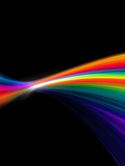 Vibrant Rainbow Light Streaks on Black Background