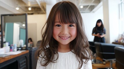 ヘアサロンでヘアカットした6歳の女の子