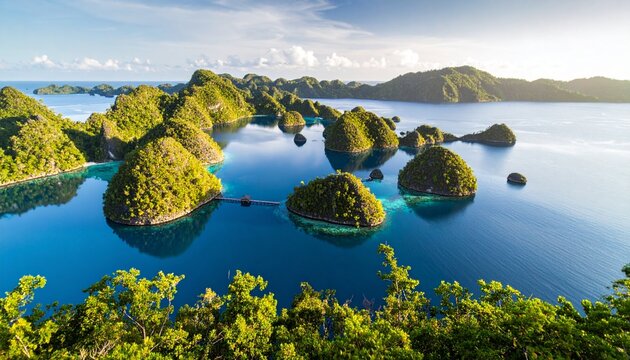 the beautiful landscape of Raja Ampat; hyper-realistic; hyper-detail.