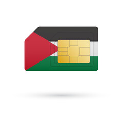 Flag of Palestine. Vector illustration of SIM Card with flag on white background