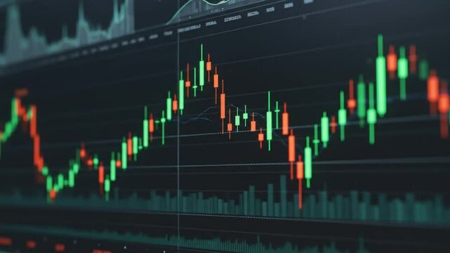 Stock market candle chart on screen