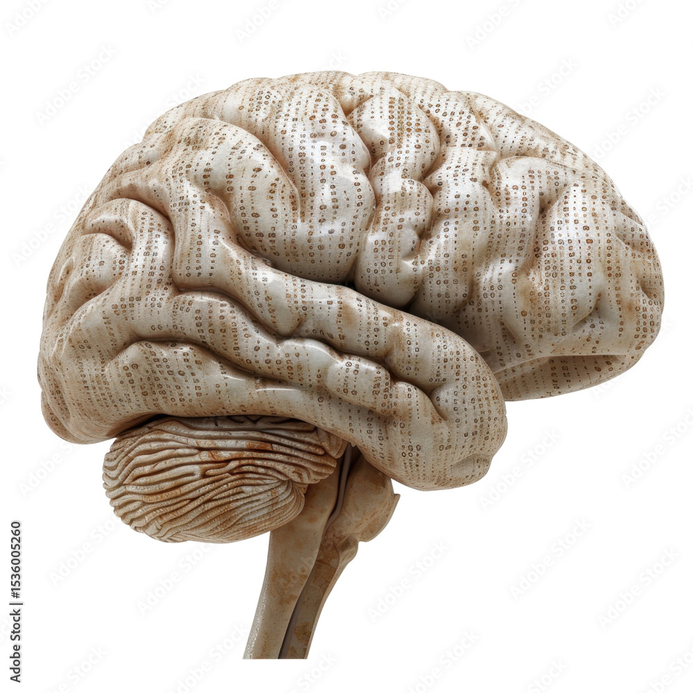 Aufkleber detailed illustration of human brain showcasing its intricate folds and structures, emphasizing comp