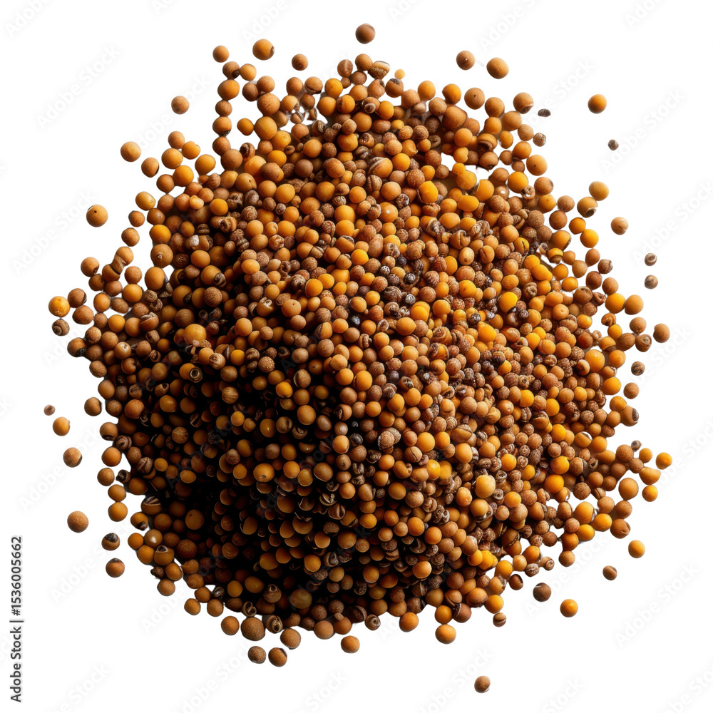 Poster vibrant collection of small, round particles various shades of orange and brown, creating textured a