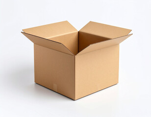 Brown Paper Carton Box Isolated on White Background for Packaging Mockup and Product Display