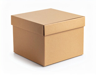 Brown Paper Carton Box Isolated on White Background for Packaging Mockup and Product Display