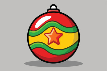Obraz premium Festive Christmas Ornament with Star Design and Colorful Stripes