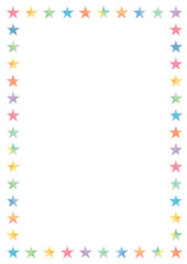 Watercolor style colorful star frame - white background - vertical