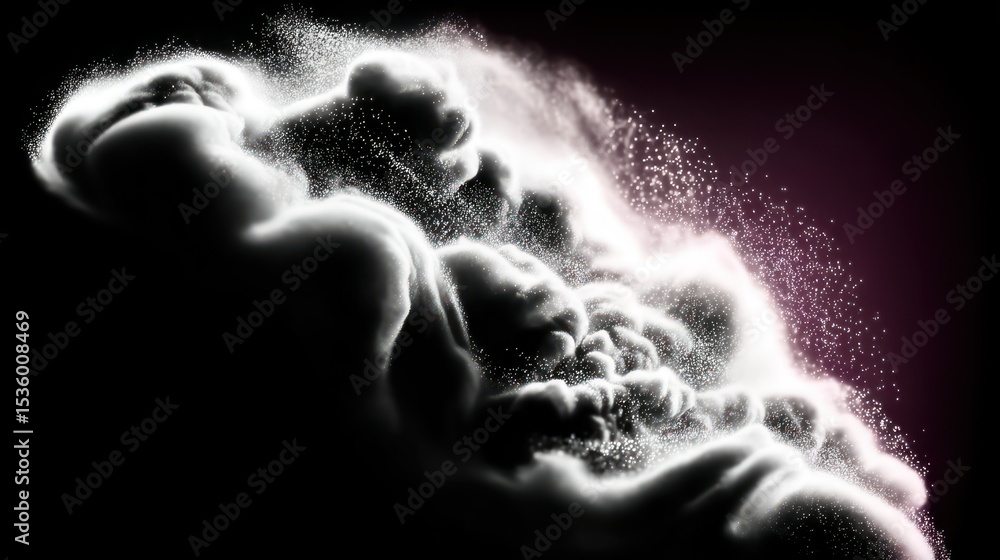 Wall mural luminous cosmic cloud: glowing nebula with white and pink particles