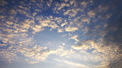 Dramatic sunset with yellow clouds, perfect for background