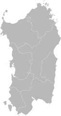 Sardinia (Sardegna), Italy – administrative vector map with province and city boundaries (Web Mercator projection, PPT-compatible & fully editable)