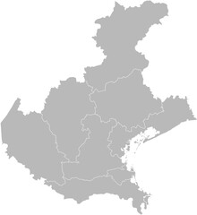 Obraz premium Veneto, Italy – administrative vector map with province and city boundaries (Web Mercator projection, PPT-compatible & fully editable)